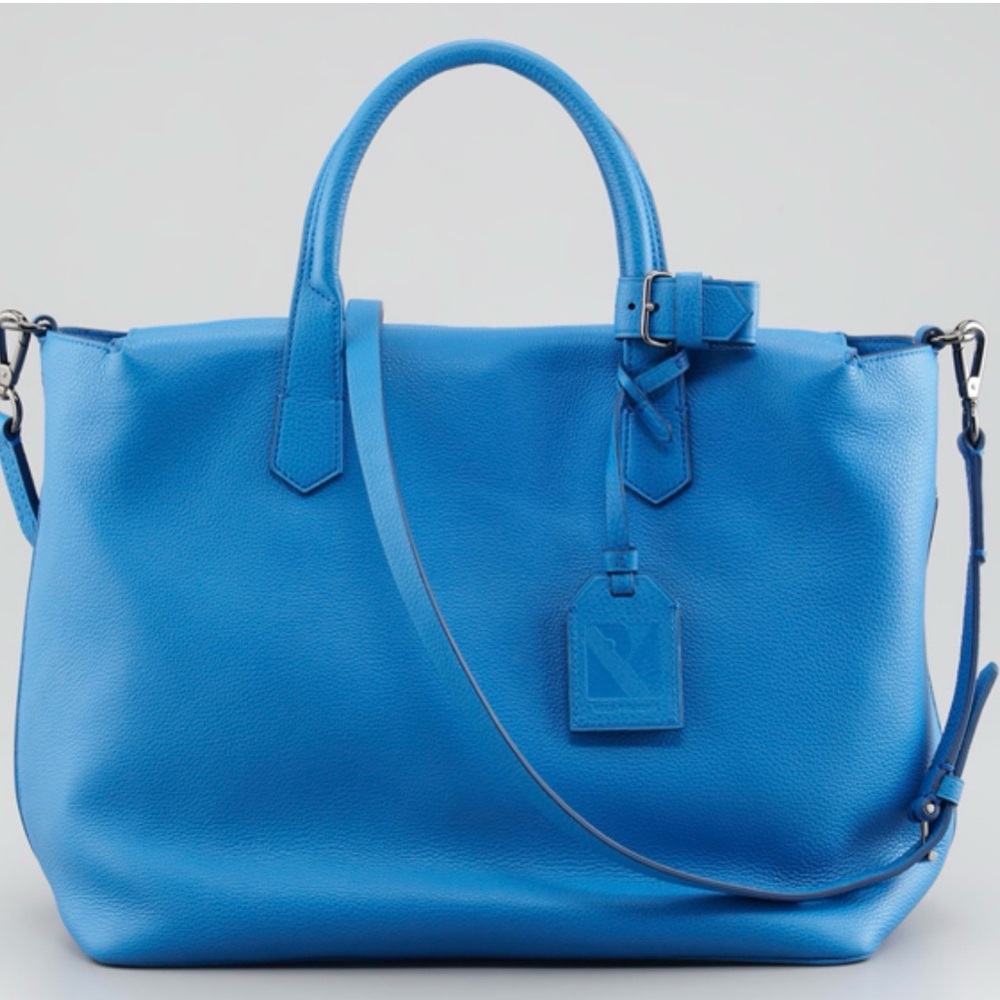 Reed Krackoff Blue Leather Tote Bag, Gym Bag, Large, Pebbled Leather